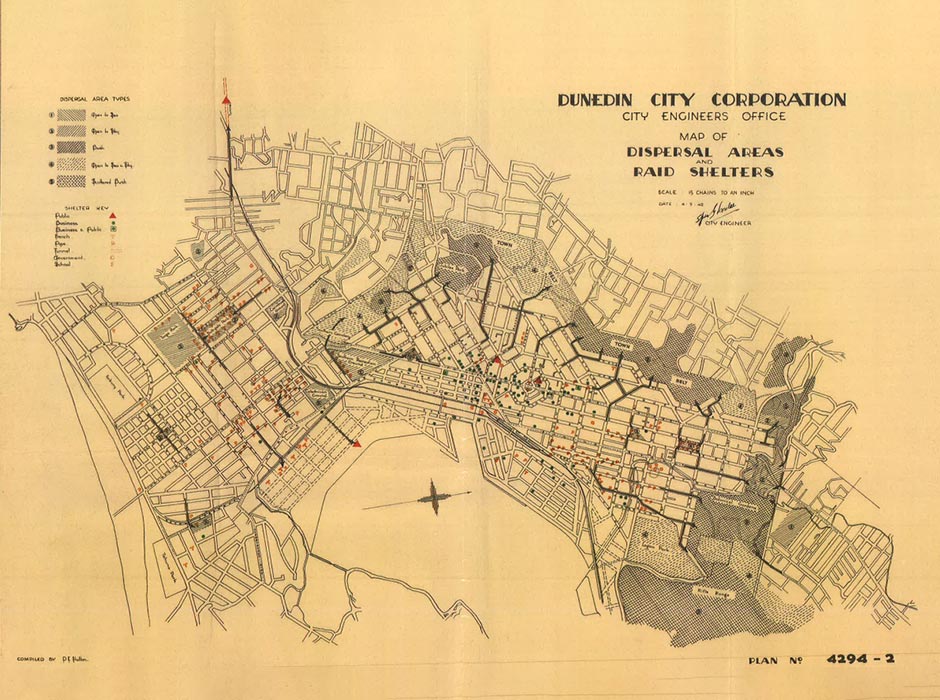Historical-Dunedin-map-showing-air-raid-shelters