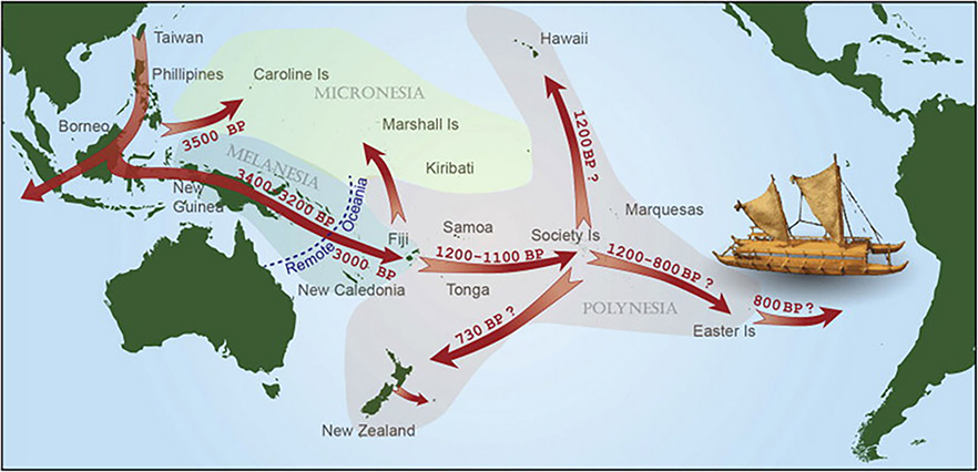 Map of Austronesian voyages across the Pacific