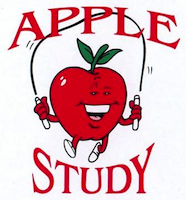 APPLE study graphic (apple with skipping rope)
