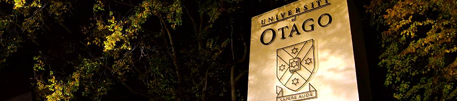 Main entrance to the University at night