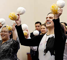 Karyn Paringatai teaching Maori performing arts