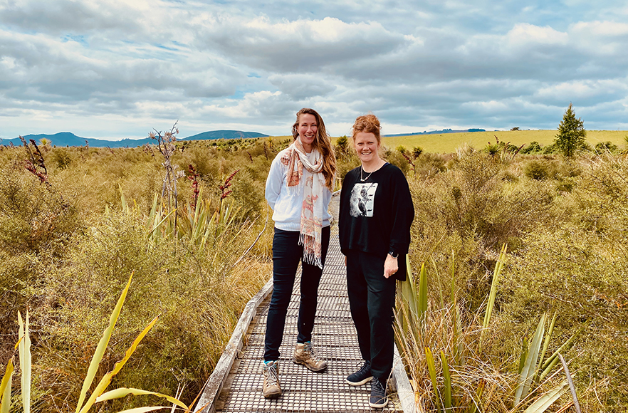Leena Tirrul and Sara Walton at Te Nohoaka o Tukiauau Sinclair Wetlands