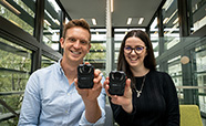 Bedtime Electronic Devices (BED) study co-leaders Brad Brosnan and Shay Ruby-Wickham with infrared cameras thumbnail
