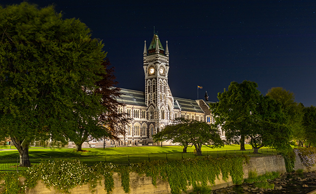 University of Otago Clocktower at night