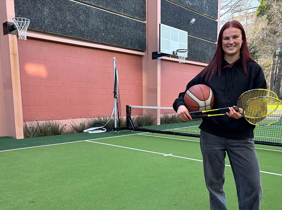 Emily Mabbitt, a Student Recreation Assistant at Unipol, is ready for some competition on the new multi-purpose turf.
