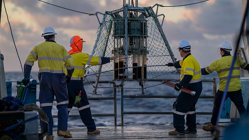 Equipment on deck a research vessel