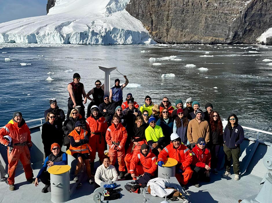 Group of people on a research vessel at sea