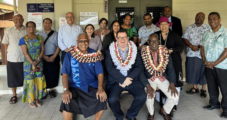 Representatives from Fiji National University, University of Otago and The Pacific Community pose for a photo.