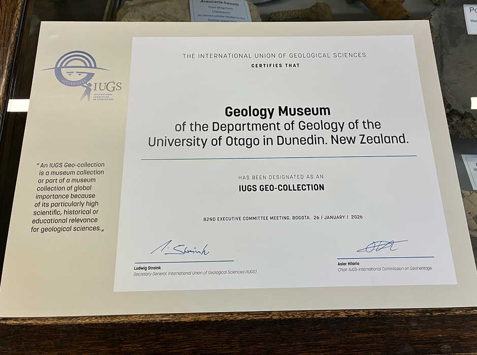 The certificate, a piece of paper with the details of the award on