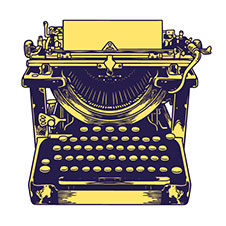 A graphic of an old-fashioned typewriter.