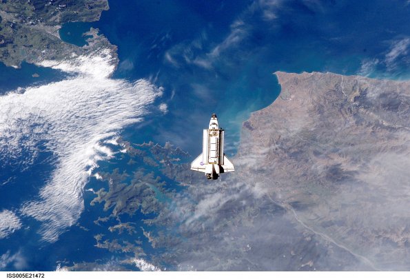 Image of Space Shuttle over Cook Straight