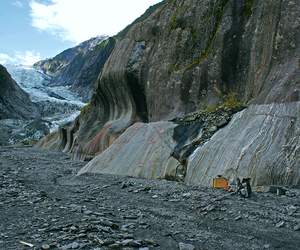A seismic survey below the Franz Josef glacier. One of the more scenic and busy field locations to visit.