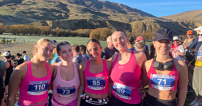 Otago students who ran the Southern Lakes Half Marathon in Wanaka this month as part of their Running for Alice campaign to raise money for the Breast Cancer Foundation.