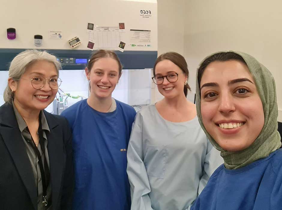 Four woman in a lab