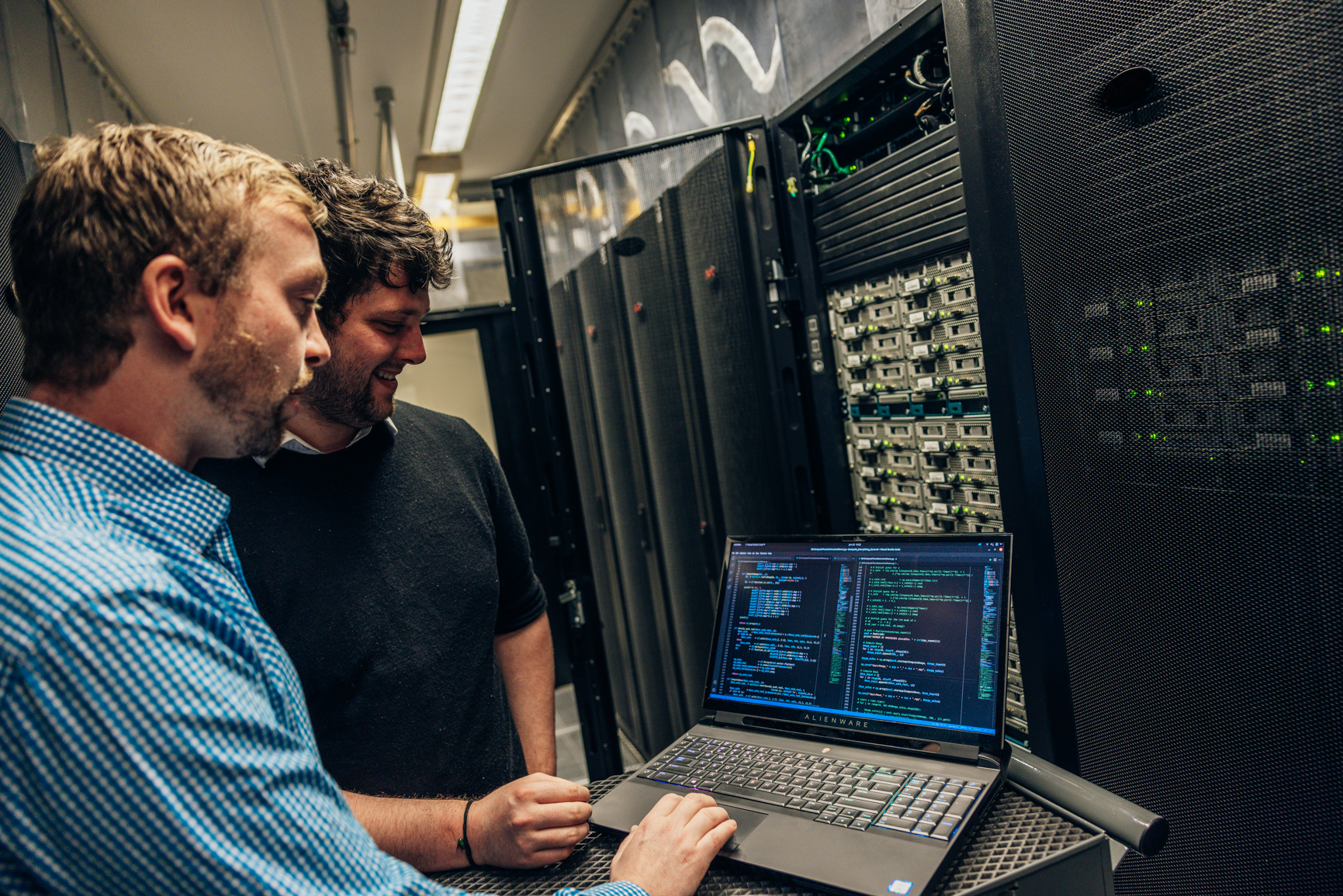 Researchers in datacentre