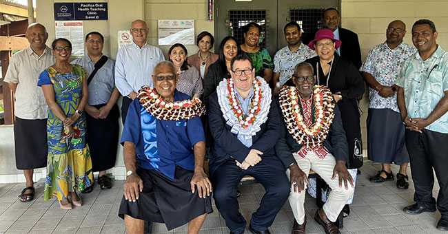 Representatives from Fiji National University, University of Otago and The Pacific Community pose for a photo.