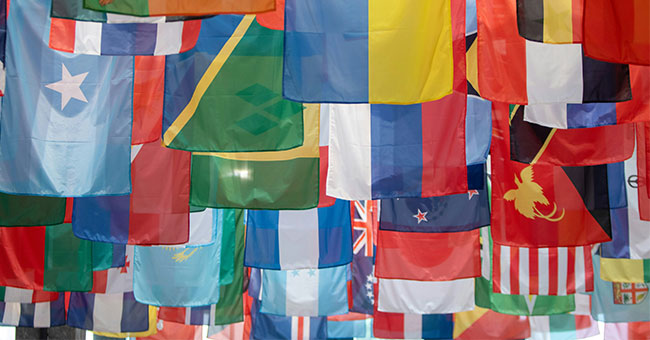 Group of international flags thumbnail