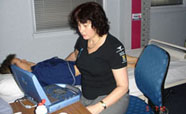 Research volunteer having an echocardiogram