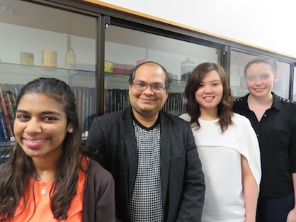 Pharmacy Honours Programme Co-ordinator Shyamal Das with Honours students