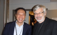 Picture of Profesor Eng Eong Ooi (Duke-NUS Medical School, Singapore) and Professor Andrew Mercer, Director of Webster Centre (University of Otago, NZ) at QMB ID 2017 meeting