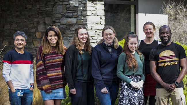 Early career neuroscience researchers from the University of Otago who volunteered at the Being Brainy outreach day standing outside the Alexandra Tourist Information Centre.