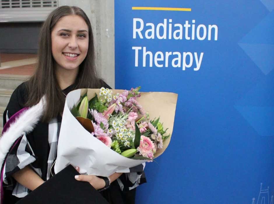 A woman holding a bouquet 