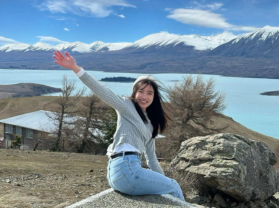 Racheal Chen enjoying down time from her studies.