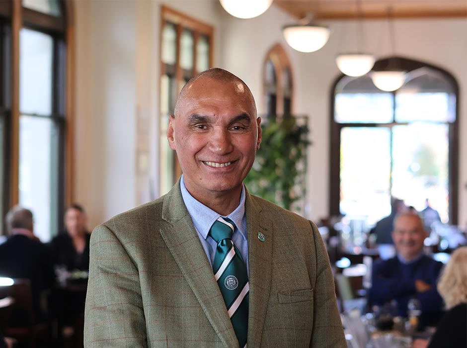 A man is pictured inside the Staff Club.