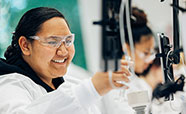 Student using equipment in Chemistry lab