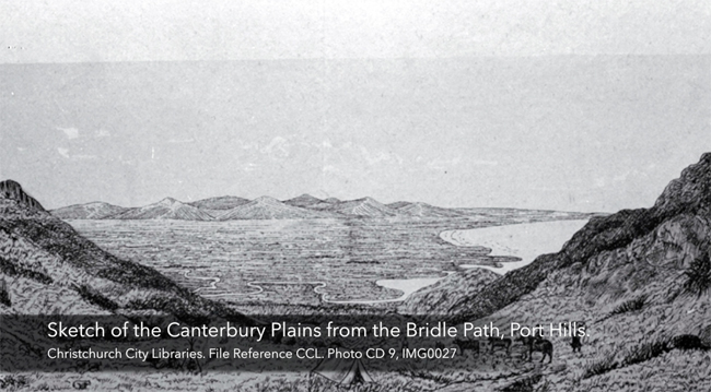 Sketch of the Canterbury Plains from the Bridle Path, Port Hills_large