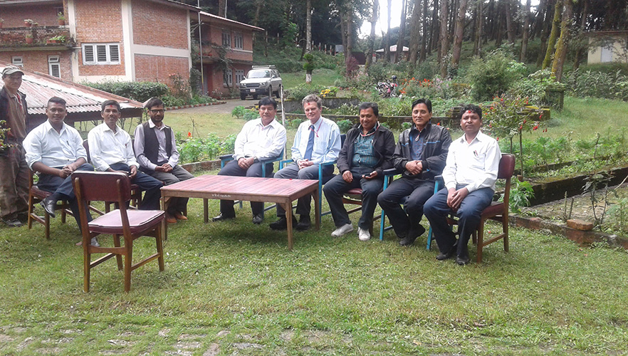 Dr Chris Pearson with surveyors from Nepal’s Department of Survey