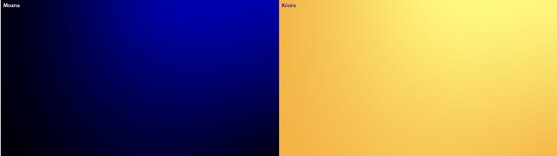 Moana and Kōura colour gradients