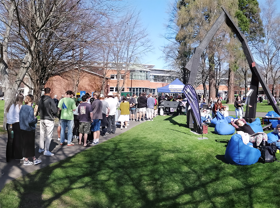 Students queue at a previous University Mental Health Day