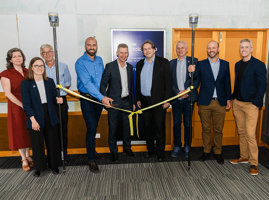 University of Otago, Trimble and AllTerra representatives celebrate the announcement of a new Trimble Technology Lab.