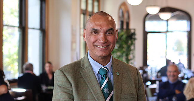 A man is pictured inside the Staff Club.
