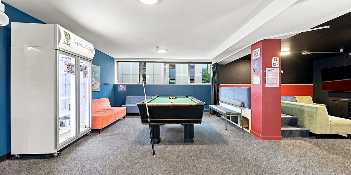 Pool table and TV area