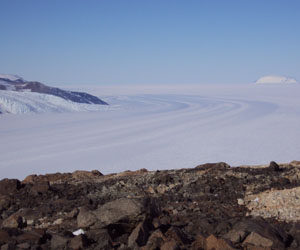 Looking down the Skelton Glacier from Clinker Bluff