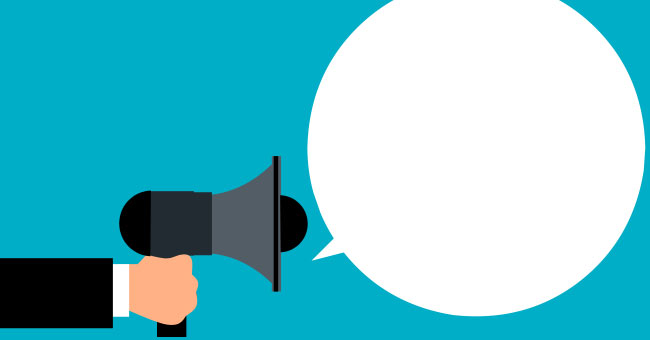 Graphic image of hand holding a megaphone