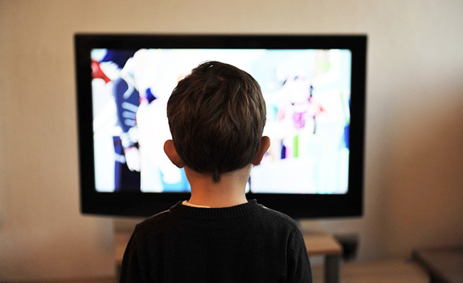 Kid tv stock image