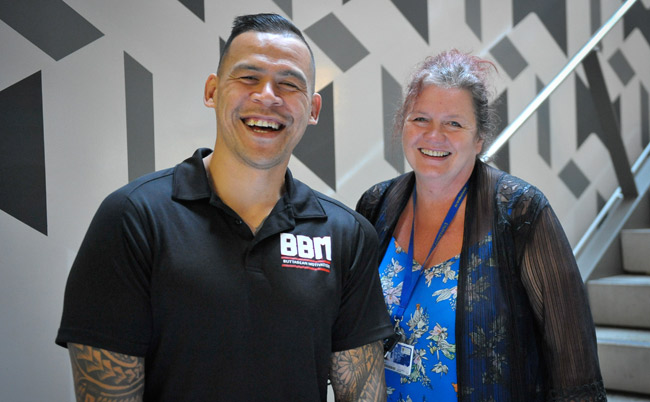 Dave-Letele-with-convenor-Lesley-Gray-image