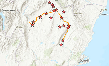 Otago Central Rail Trail interactive map preview image