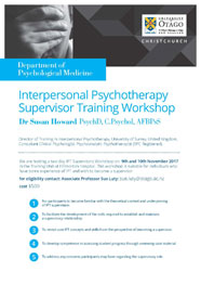 flyer - Interpersonal Psychotherapy Supervisor Training workshop