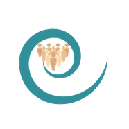 Safe people. A koru shape with a community of people inside.