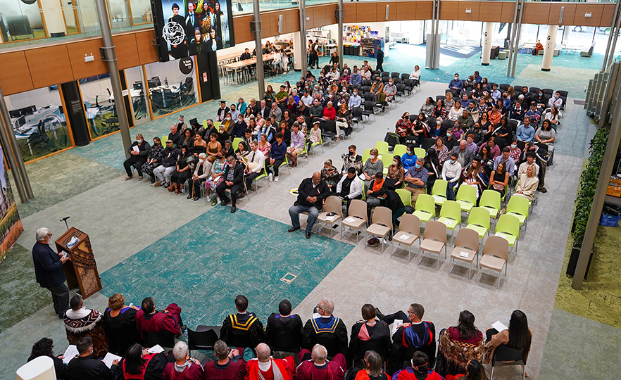 May 2022 Aerial view of Maori Pre Graduation at Otago Business School image