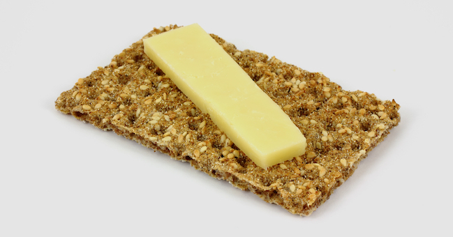Image of cheese on a wholemeal cracker