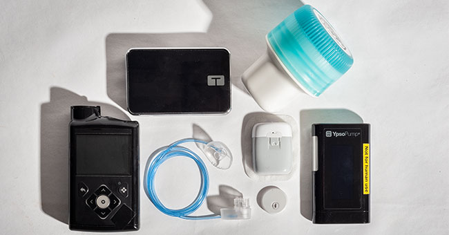 An image of a range of insulin pumps.