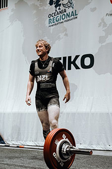 A junior male powerlifter at the 2025 World Powerlifting Oceania Championships