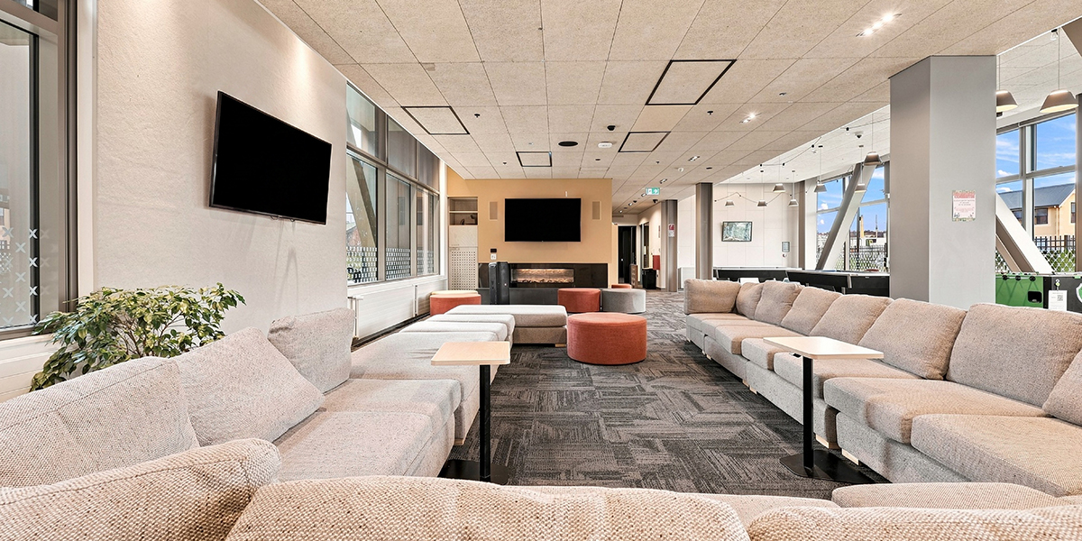 Lounge area with large u-shaped couch