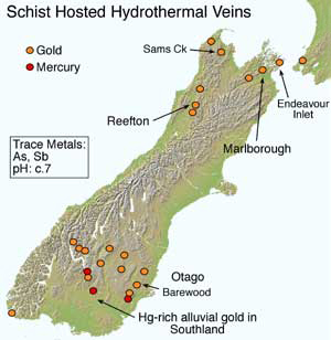 Schist hosted hydrothermal veins