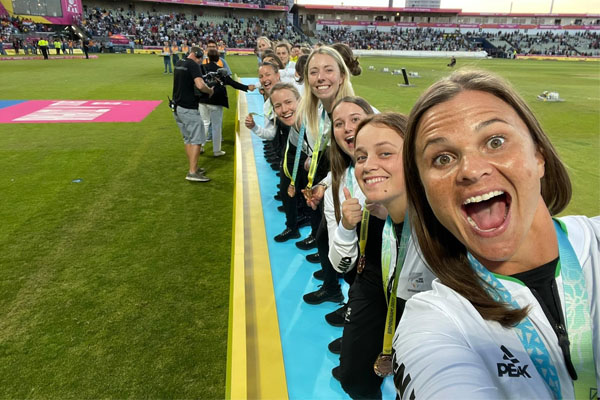 White ferns with their medals main content